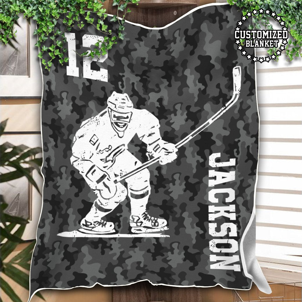 litzzy Personalized Hockey Custom Fleece Blanket - Tltm121020 Quilt Blanket   