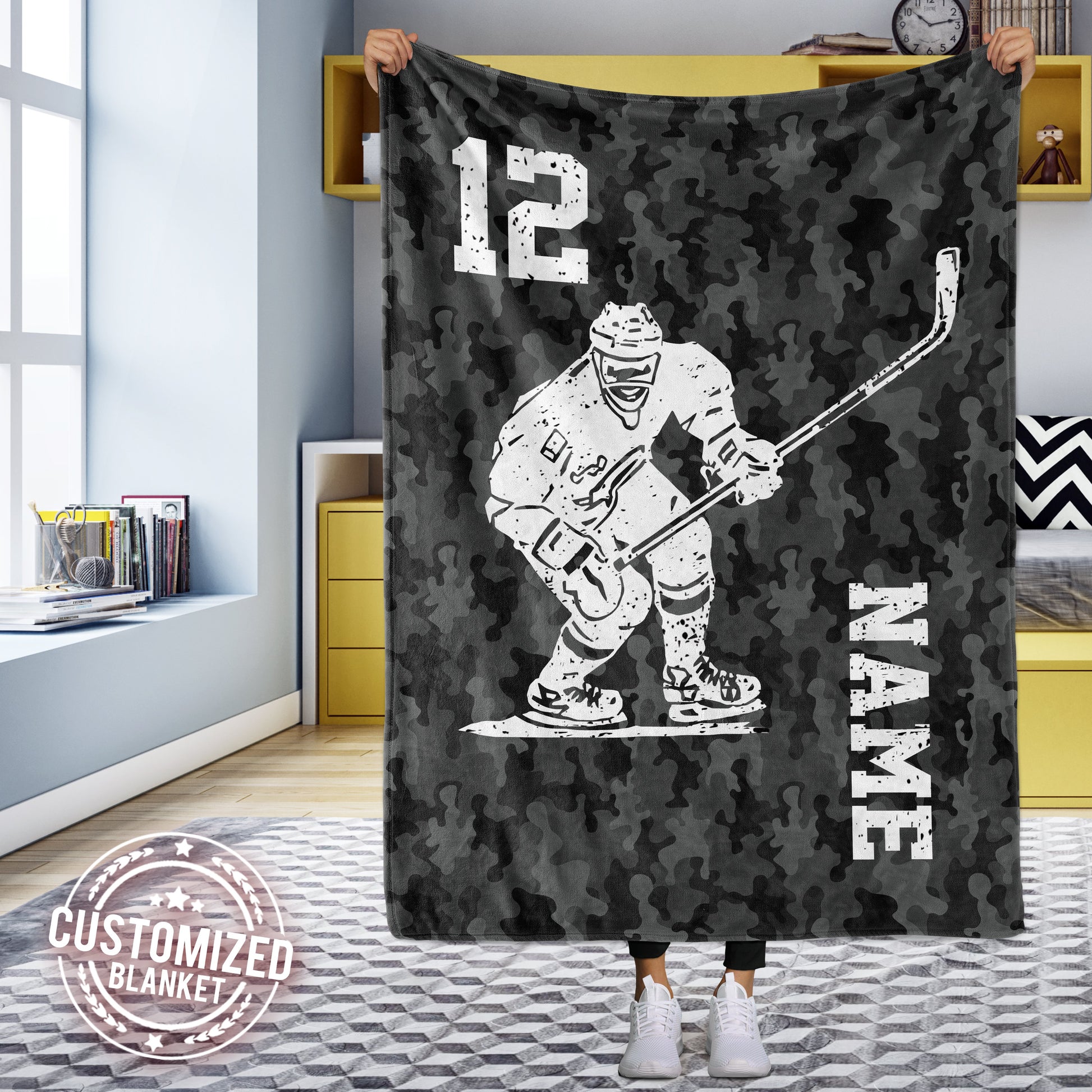 litzzy Personalized Hockey Custom Fleece Blanket - Tltm121020 Quilt Blanket   