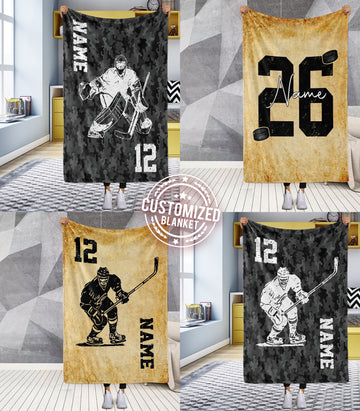 litzzy Personalized Hockey Custom Fleece Blanket - Tltm121020 Quilt Blanket   