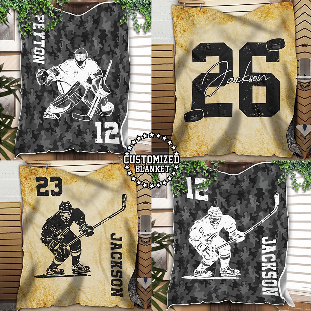 litzzy Personalized Hockey Custom Fleece Blanket - Tltm121020 Quilt Blanket   