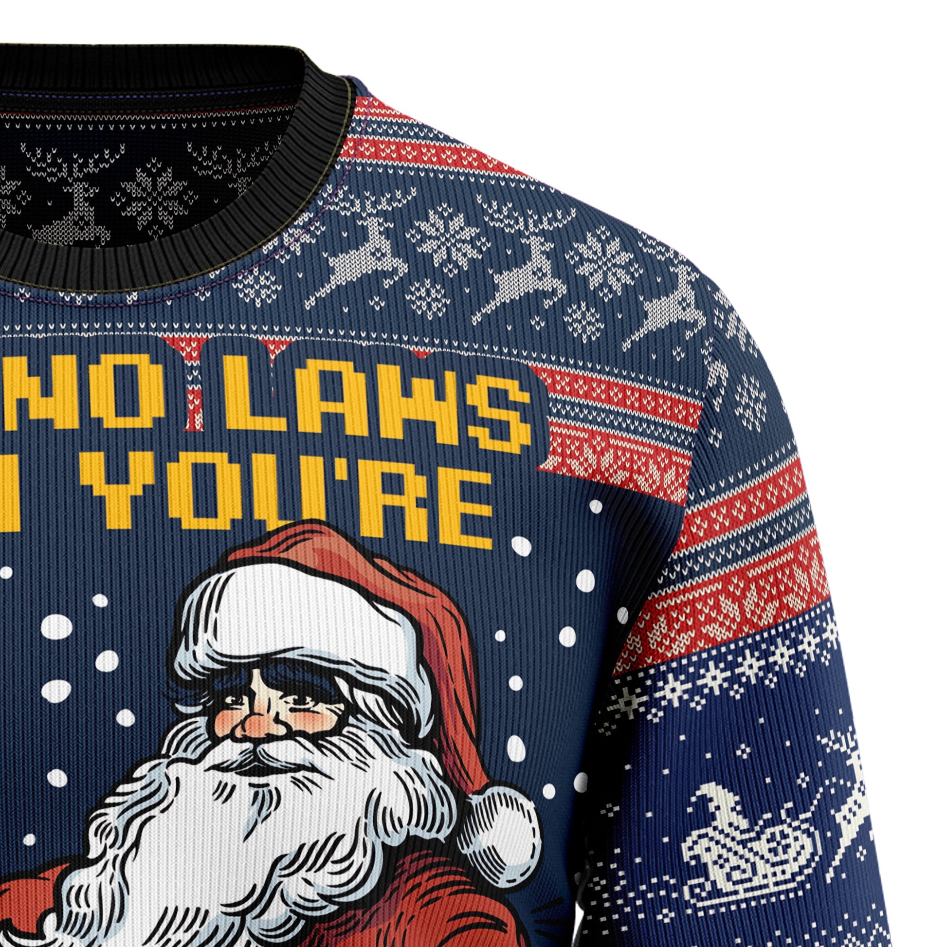litzzy Aint No Laws When You're Drinking With Claus HT100102 Ugly Sweater - Ugly Christmas Sweaters for Men and Women - Funny Sweaters    
