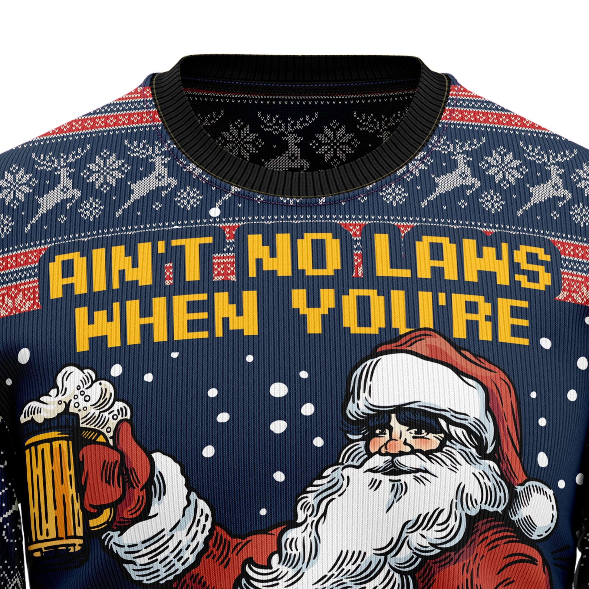 litzzy Aint No Laws When You're Drinking With Claus HT100102 Ugly Sweater - Ugly Christmas Sweaters for Men and Women - Funny Sweaters    