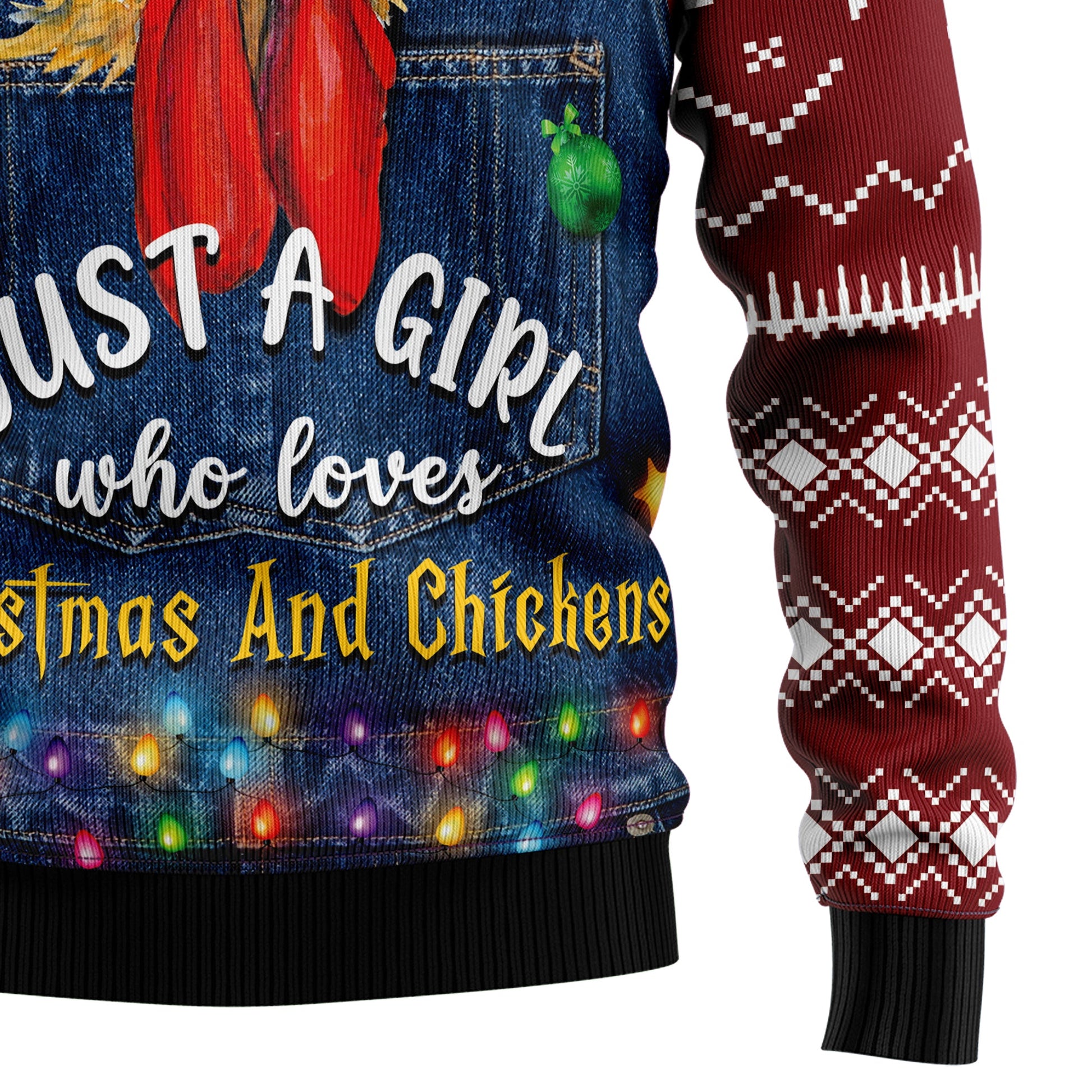 litzzy Just A Girl Who Loves Christmas And Chickens TG51022 Christmas Sweater - Ugly Christmas Sweaters for Men and Women - Funny Sweaters    