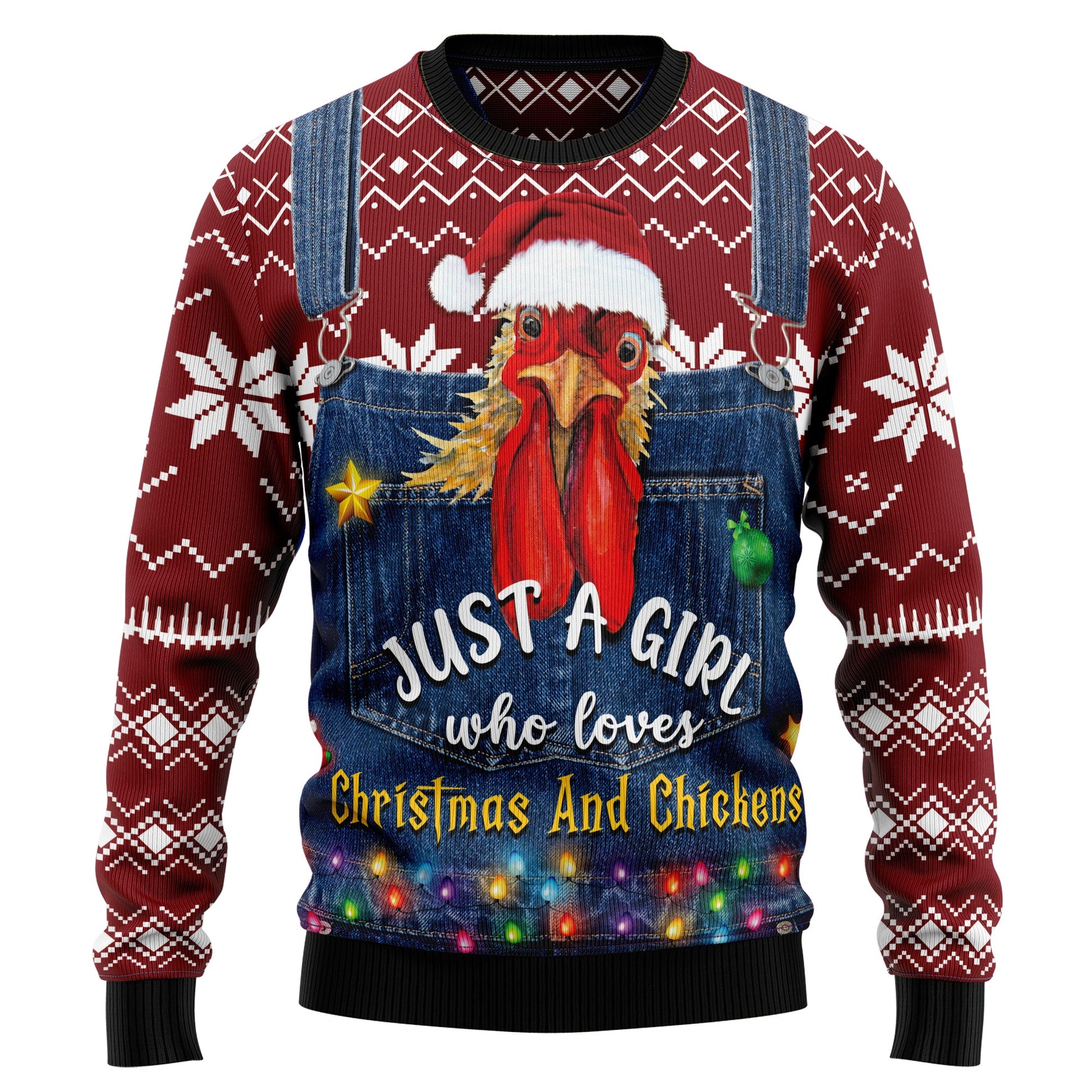 litzzy Just A Girl Who Loves Christmas And Chickens TG51022 Christmas Sweater - Ugly Christmas Sweaters for Men and Women - Funny Sweaters    