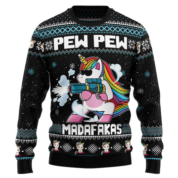 litzzy Unicorn Pew Pew TG5114 Ugly Christmas Sweater - Ugly Christmas Sweaters for Men and Women - Funny Sweaters TN1077 Sweater   