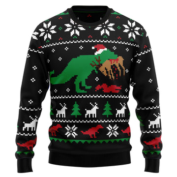 litzzy T-Rex HT92501 Ugly Christmas Sweater - Ugly Christmas Sweaters for Men and Women - Funny Sweaters AT1408 Sweater S  