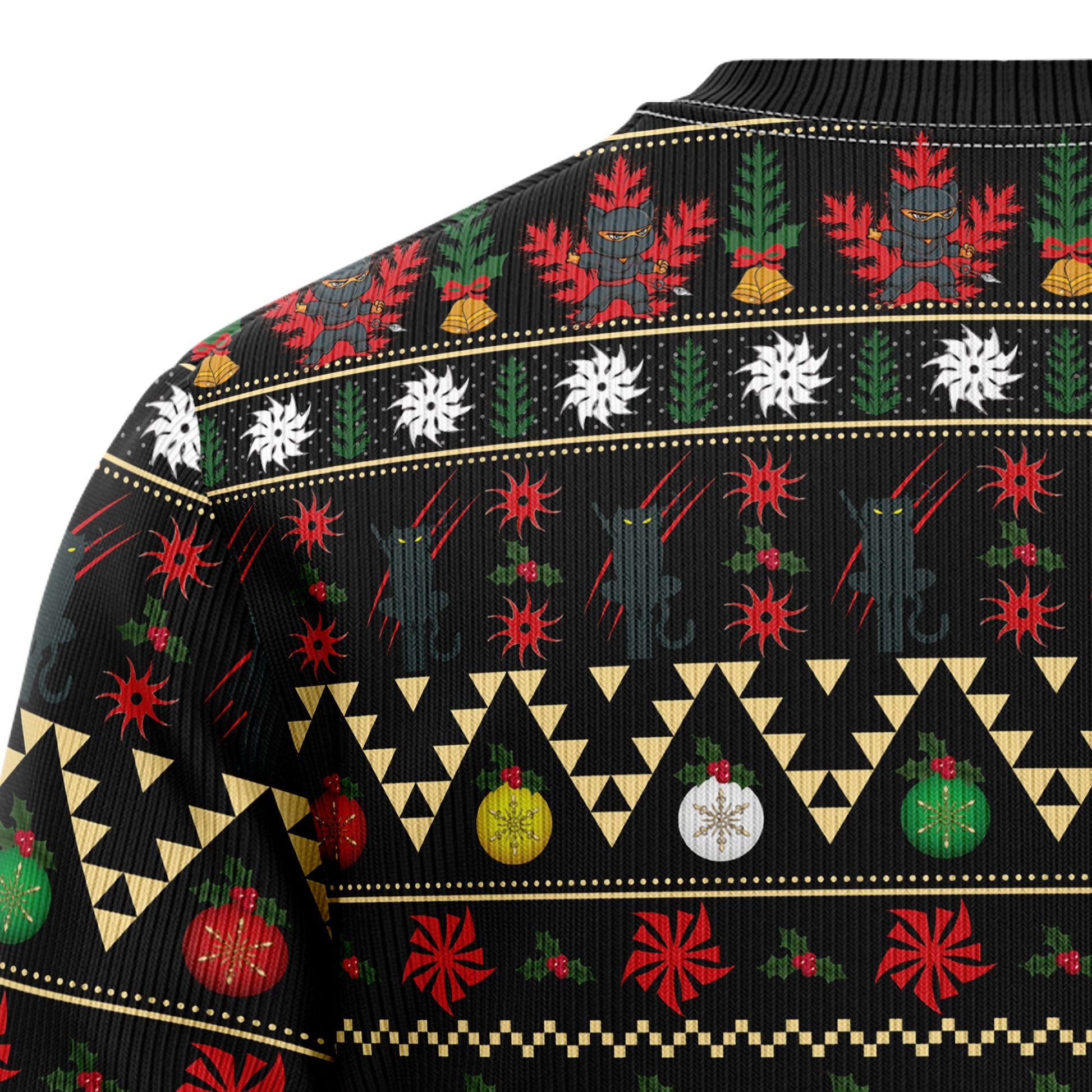 litzzy Ninja Cat HZ102706 Ugly Christmas Sweater - Ugly Christmas Sweaters for Men and Women - Funny Sweaters Sweater   