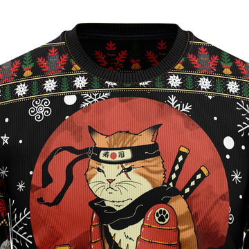 litzzy Ninja Cat HZ102706 Ugly Christmas Sweater - Ugly Christmas Sweaters for Men and Women - Funny Sweaters Sweater   