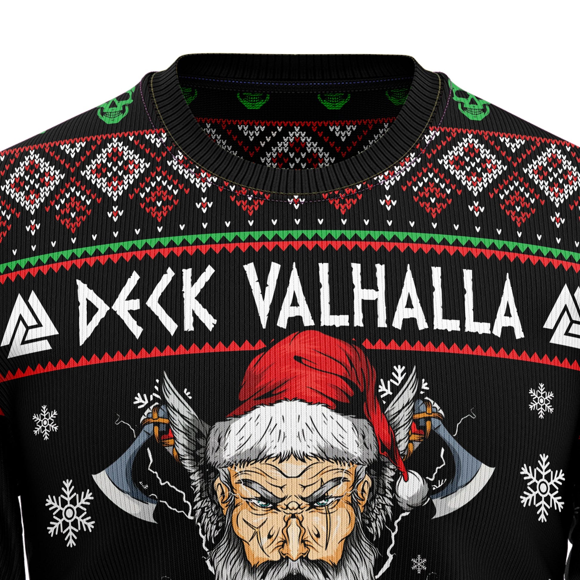 litzzy Viking Deck Valhalla With Skulls Of Glory HT102717 Christmas Sweater - Ugly Christmas Sweaters for Men and Women - Funny Sweaters Sweater   