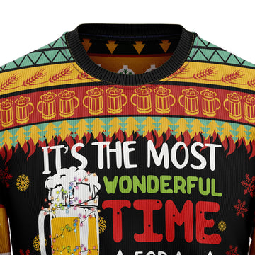 litzzy It's The Most Wonderful Time For A Beer Ugly Christmas Sweater - Ugly Christmas Sweaters for Men and Women - Funny Sweaters Sweater   
