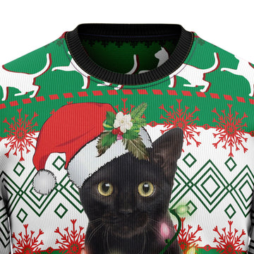 litzzy Black Cat Light Christmas T1210 Ugly Christmas Sweater -  Best Gift For Christmas, Noel Malalan - Christmas Signature sweater   