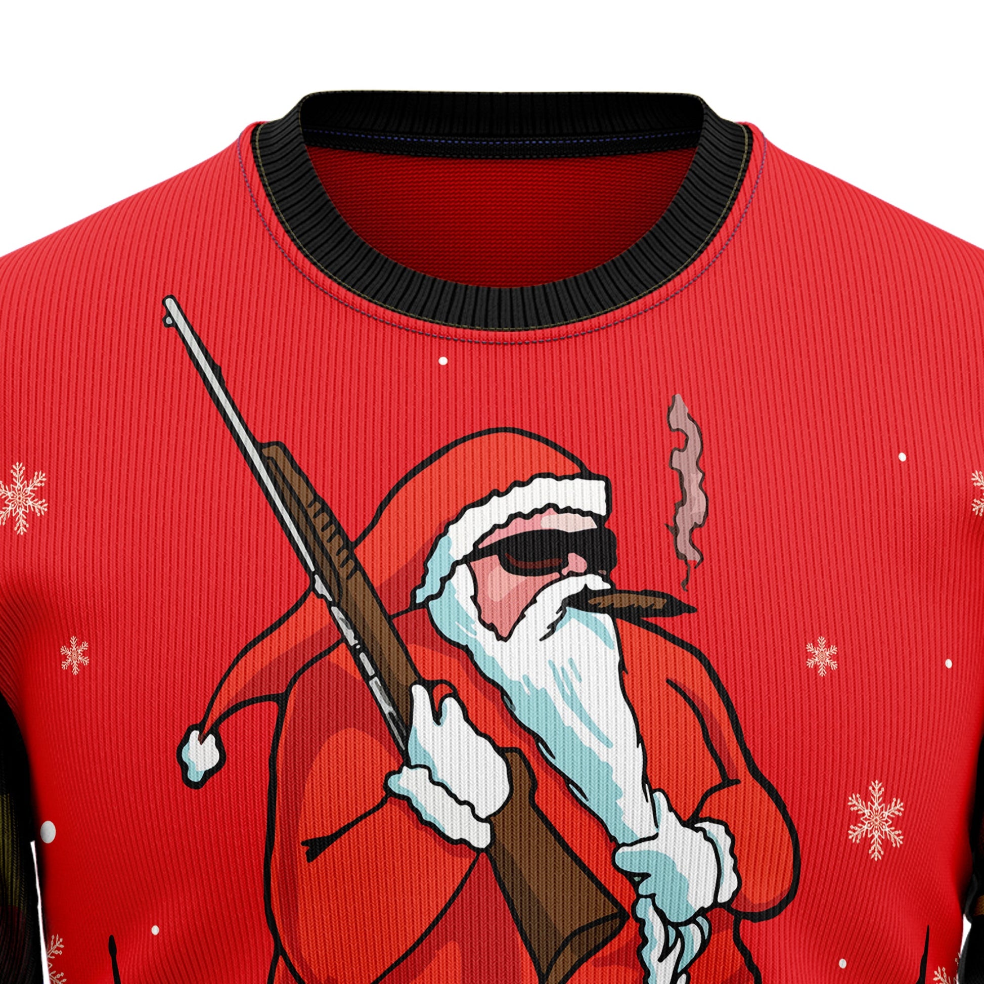 litzzy Hunting Santa Christmas T2810 Ugly Christmas Sweater - Ugly Christmas Sweaters for Men and Women - Funny Sweaters Sweater   