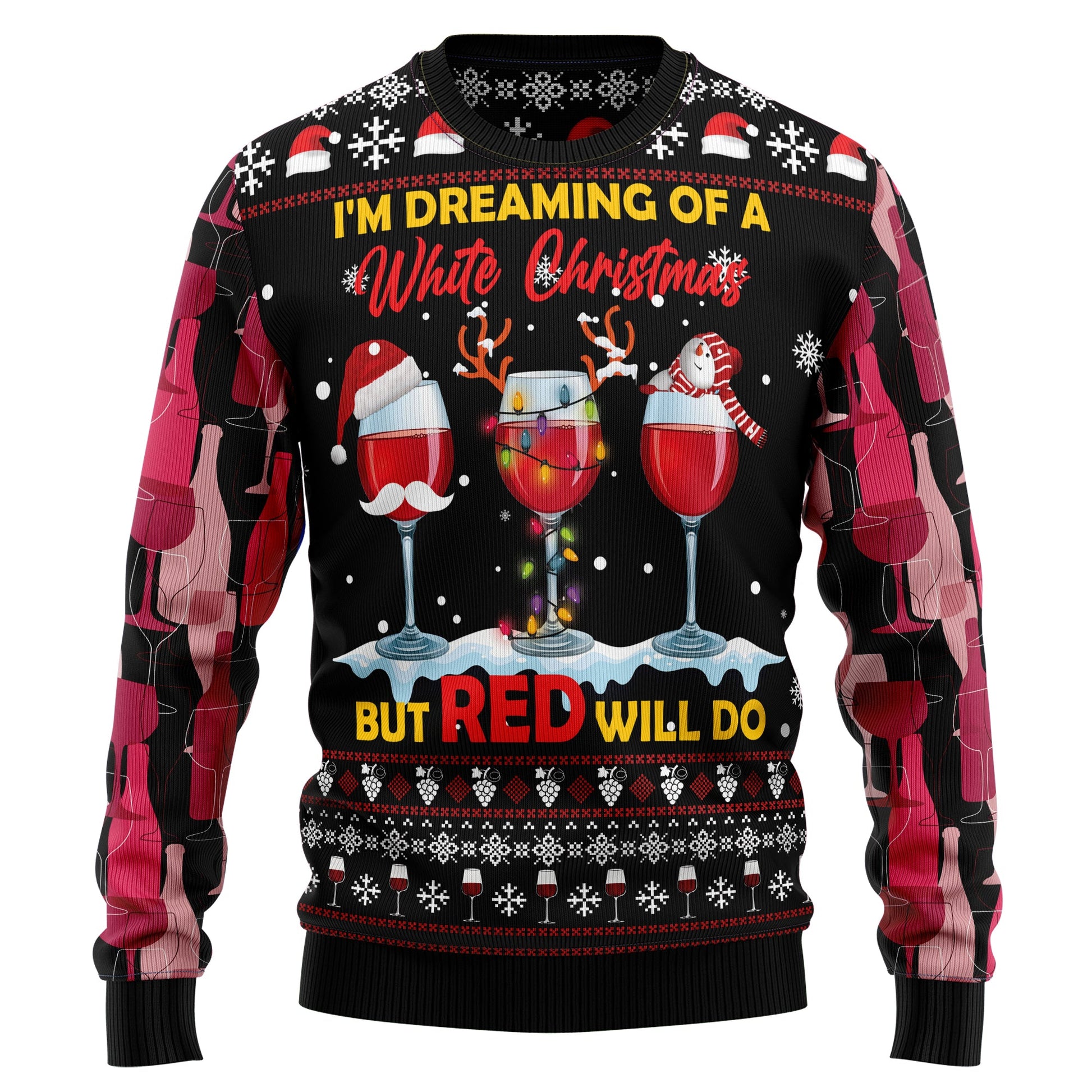 litzzy Wine Red Christmas T1911 Ugly Christmas Sweater - Ugly Christmas Sweaters for Men and Women - Funny Sweaters  - TB82769 Sweater S  