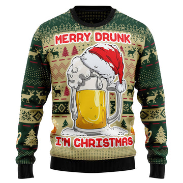 litzzy Merry Drunk TG5116 Ugly Christmas Sweater - Ugly Christmas Sweaters for Men and Women - Funny Sweaters Sweater   