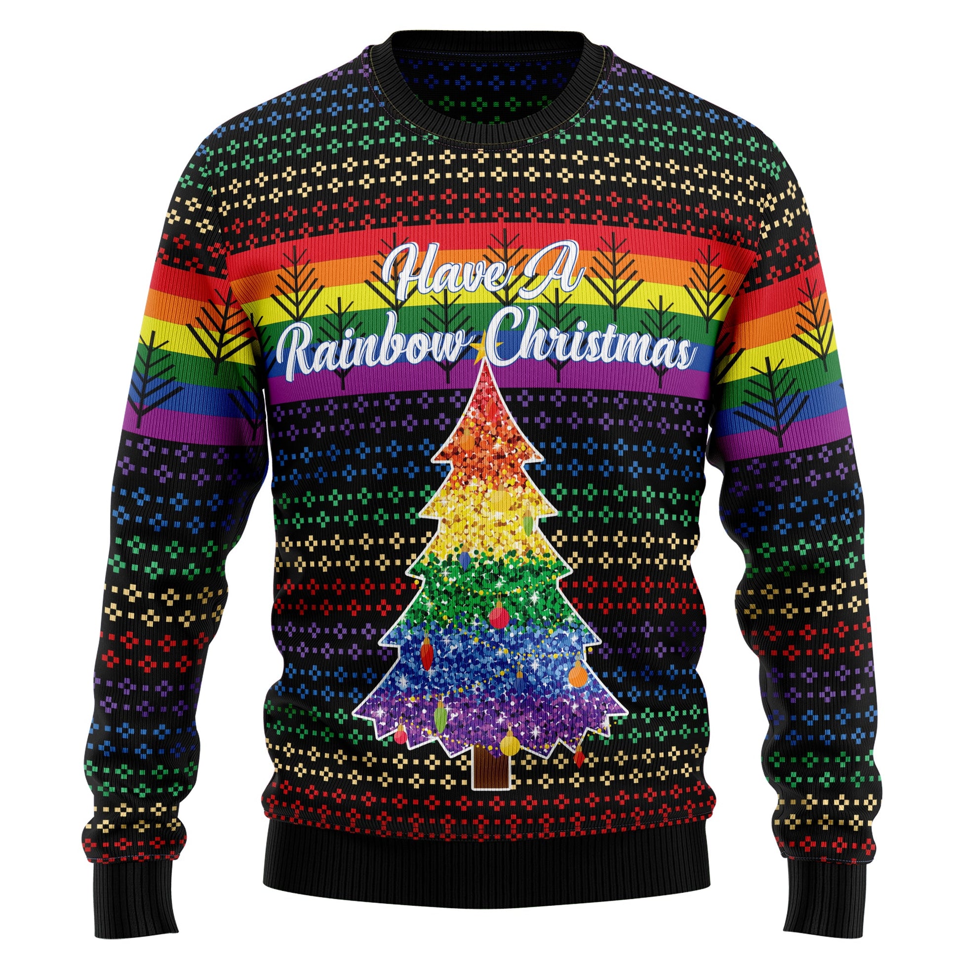 litzzy LGBT Rainbow T1410 Ugly Christmas Sweater - Ugly Christmas Sweaters for Men and Women - Funny Sweaters Sweater   