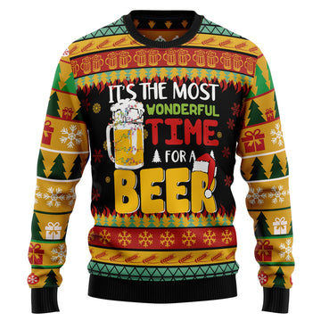 litzzy It's The Most Wonderful Time For A Beer Ugly Christmas Sweater - Ugly Christmas Sweaters for Men and Women - Funny Sweaters Sweater   