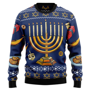 litzzy Jewish Hanukkah D0210 Ugly Christmas Sweater - Ugly Christmas Sweaters for Men and Women - Funny Sweaters - TB82729 Sweater S  