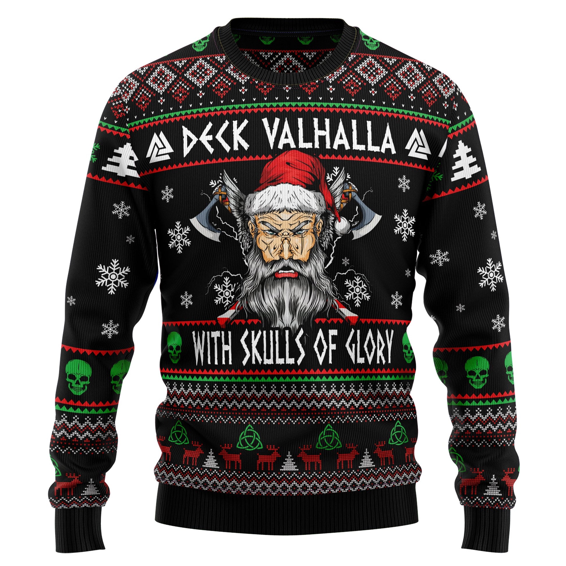 litzzy Viking Deck Valhalla With Skulls Of Glory HT102717 Christmas Sweater - Ugly Christmas Sweaters for Men and Women - Funny Sweaters Sweater   