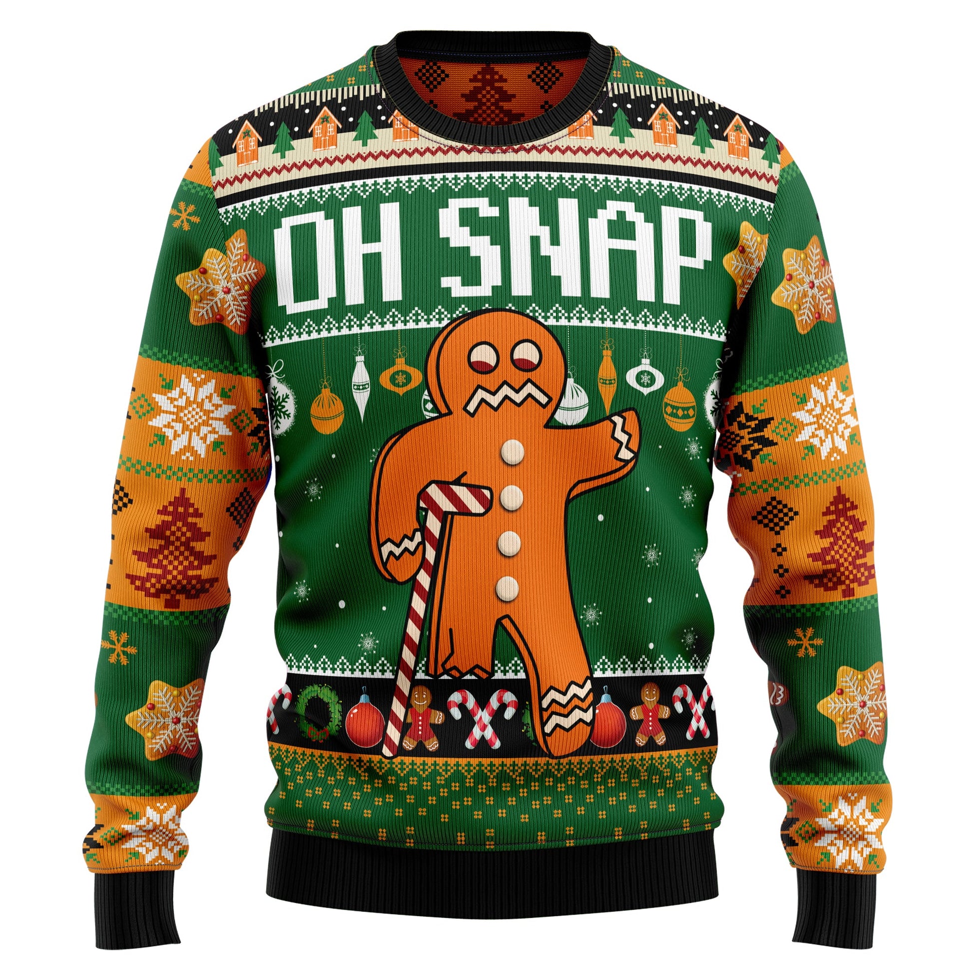 litzzy Oh Snap Gingerbread G5129 Ugly Christmas Sweater - Ugly Christmas Sweaters for Men and Women - Funny Sweaters Sweater   