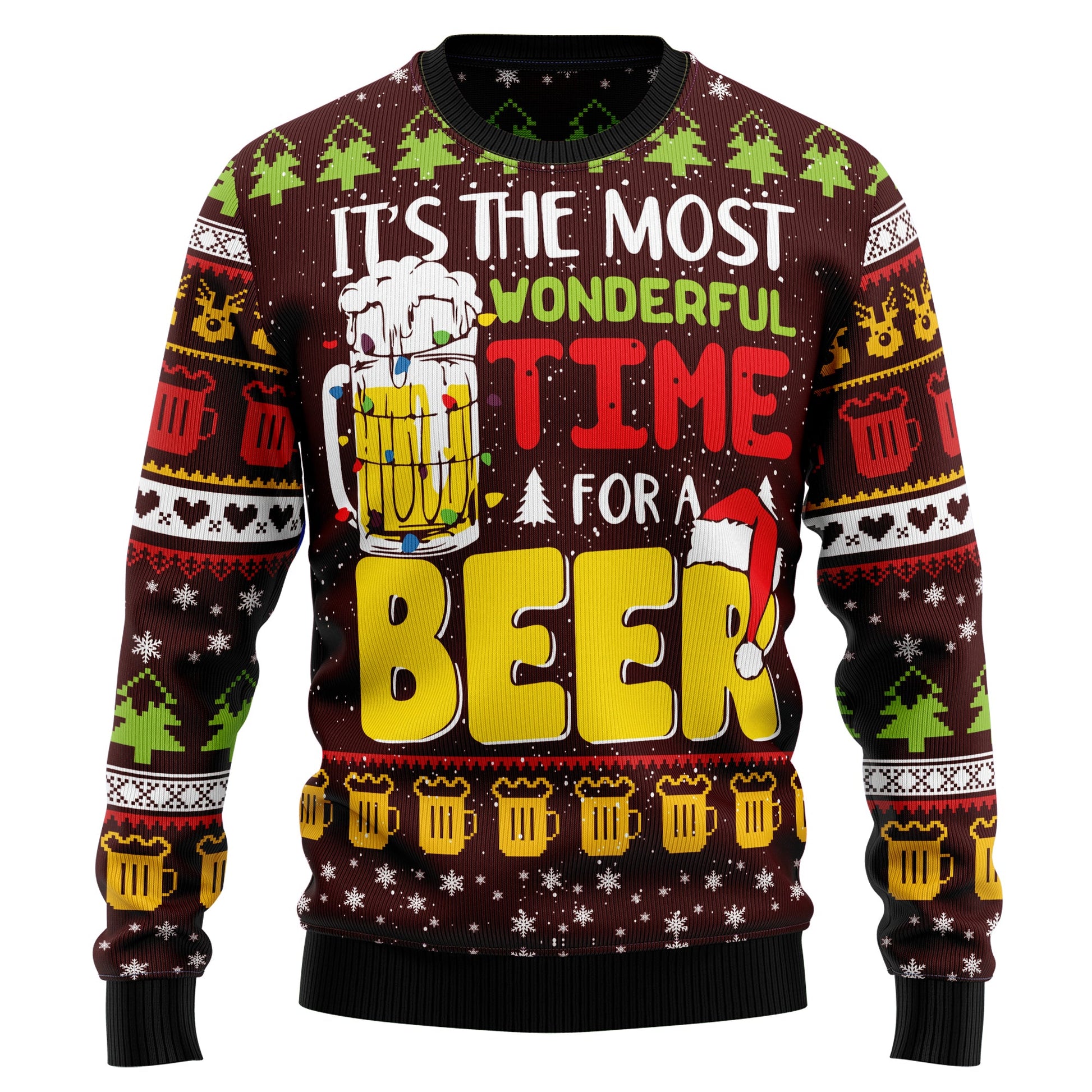 litzzy Time For Beer TG51110 Ugly Christmas Sweater - Ugly Christmas Sweaters for Men and Women - Funny Sweaters Sweater   