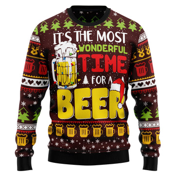 litzzy Time For Beer TG51110 Ugly Christmas Sweater - Ugly Christmas Sweaters for Men and Women - Funny Sweaters Sweater   