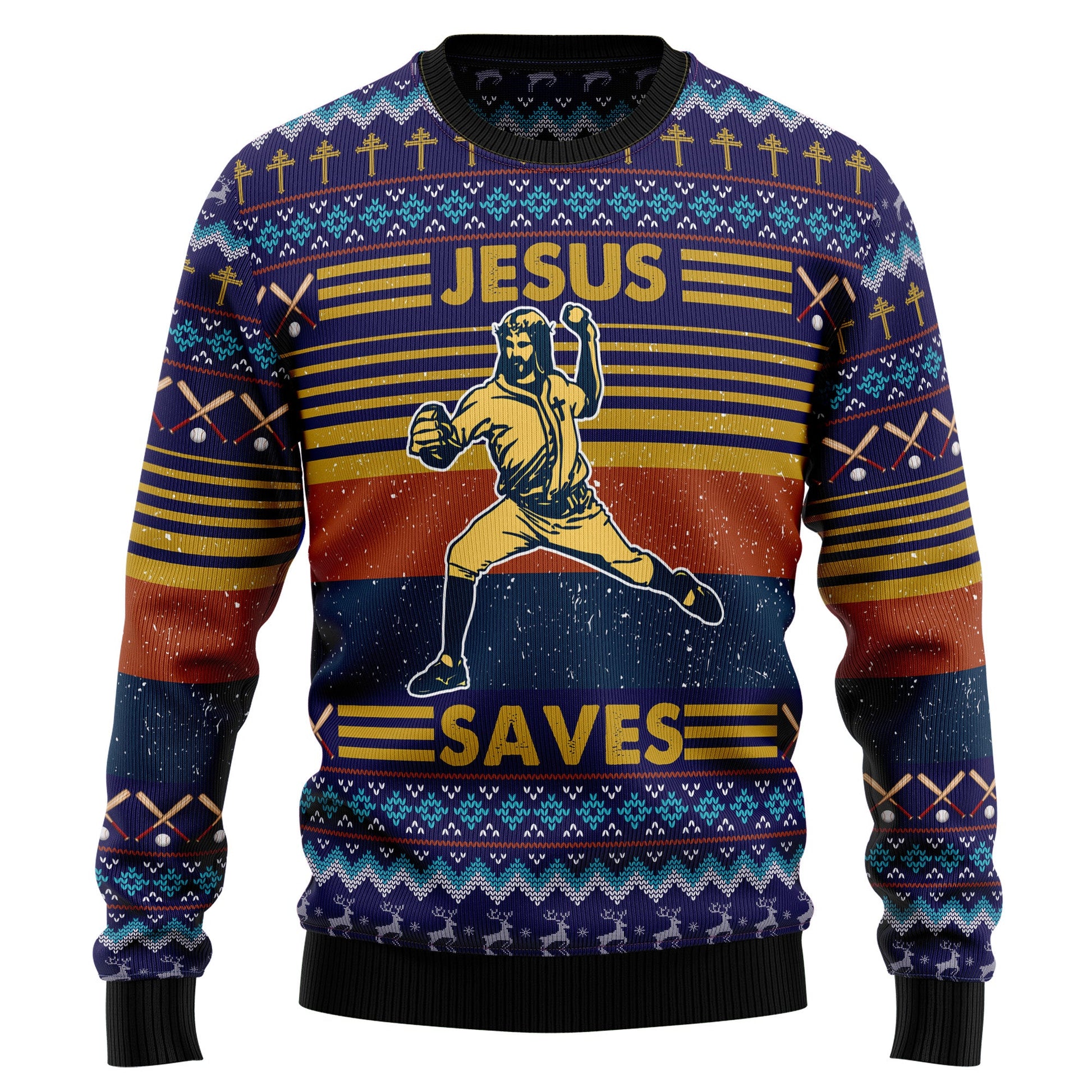 litzzy Baseball Jesus Save T1811 Ugly Christmas Sweater -  Best Gift For Christmas, Noel Malalan - Christmas Signature sweater   