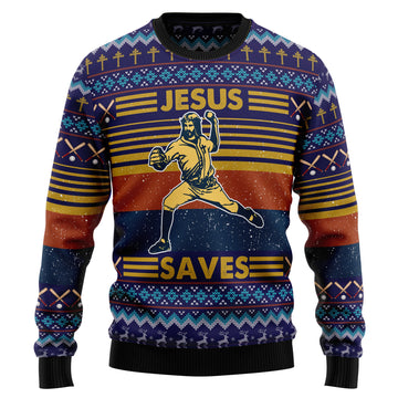 litzzy Baseball Jesus Save T1811 Ugly Christmas Sweater -  Best Gift For Christmas, Noel Malalan - Christmas Signature sweater   