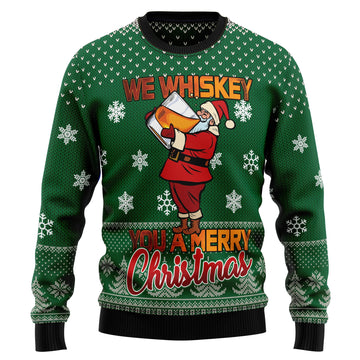 litzzy We Whiskey You A Merry Christmas HT100706 Ugly Christmas Sweater -  Best Gift For Christmas, Noel Malalan - Christmas Signature sweater   