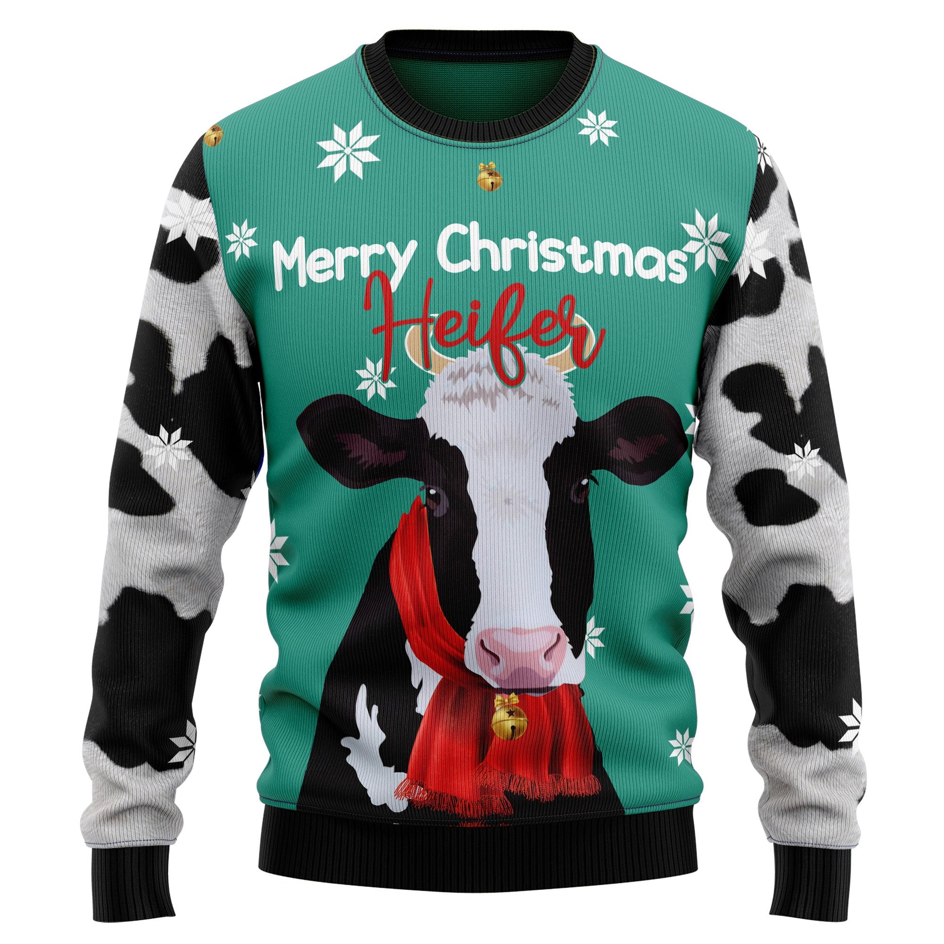 litzzy Cow Merry Christmas Heifer T1911 Ugly Christmas Sweater -  Best Gift For Christmas, Noel Malalan - Christmas Signature sweater   