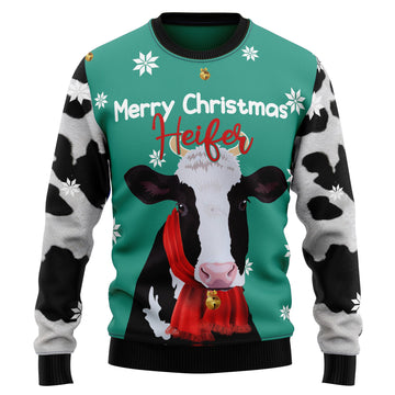 litzzy Cow Merry Christmas Heifer T1911 Ugly Christmas Sweater -  Best Gift For Christmas, Noel Malalan - Christmas Signature sweater   