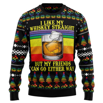 litzzy LGBT Whiskey Straight T510 Ugly Christmas Sweater -  Best Gift For Christmas, Noel Malalan - Christmas Signature sweater   