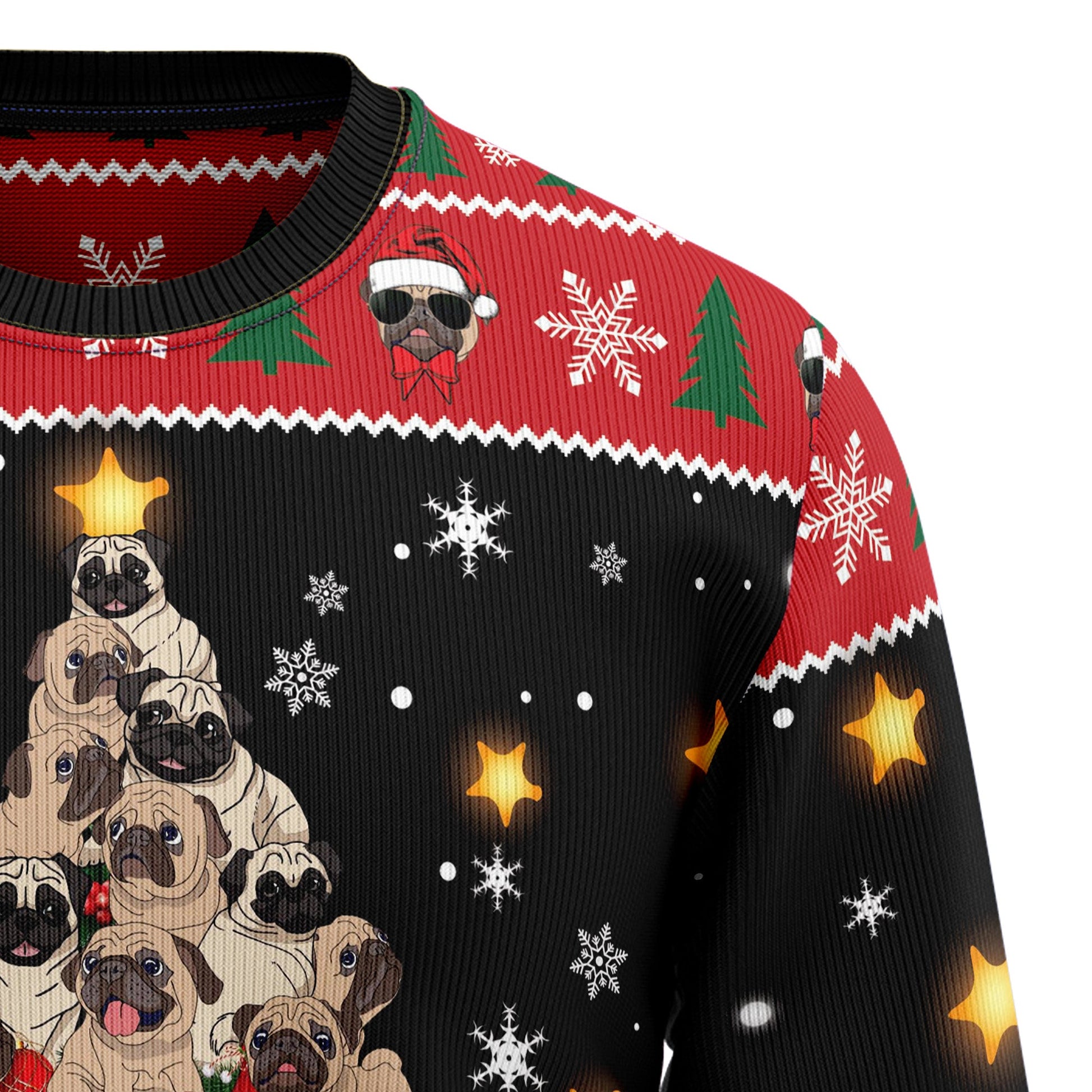 litzzy Pug Christmas Tree - Pug Lover Sweater - Pug Christmas Tree Ugly Sweater sweater   