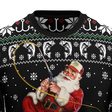 litzzy Santa Claus Fishing G51016 Ugly Christmas Sweater -  Best Gift For Christmas, Noel Malalan - Christmas Signature TN1087 sweater   