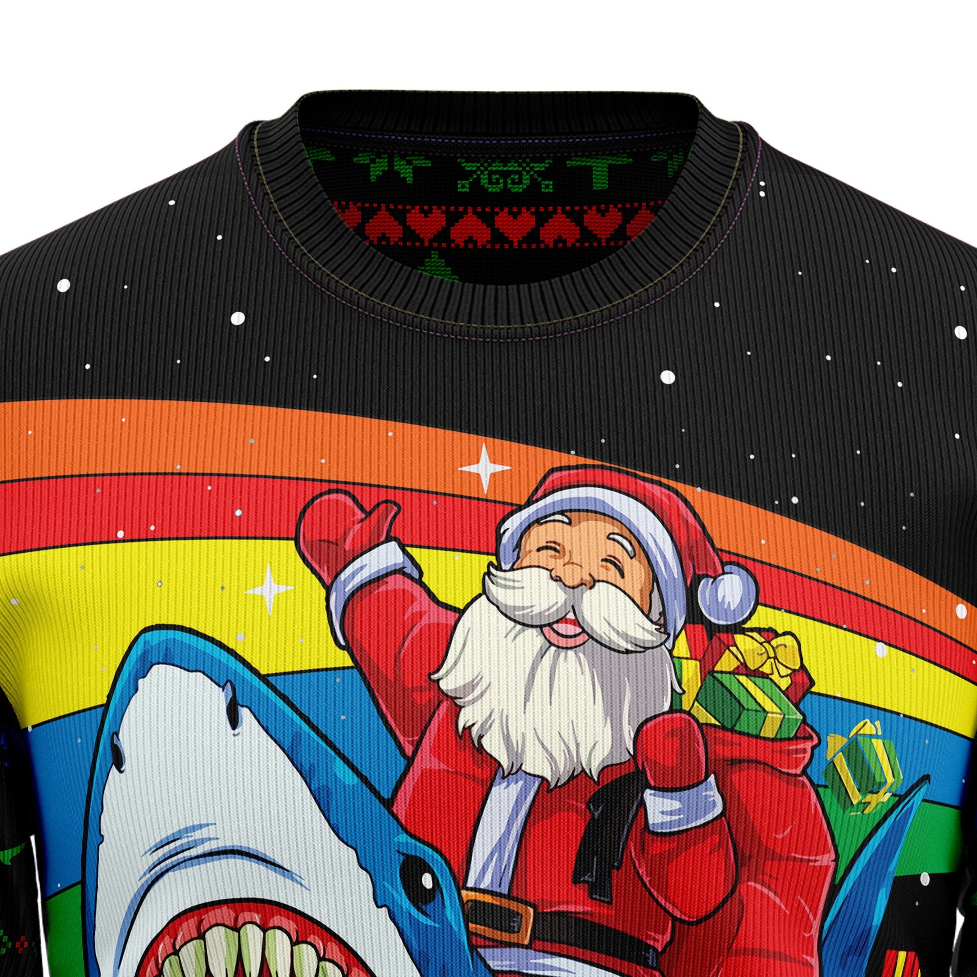 litzzy Santa Riding Shark T1210 Ugly Christmas Sweater -  Best Gift For Christmas, Noel Malalan - Christmas Signature sweater   