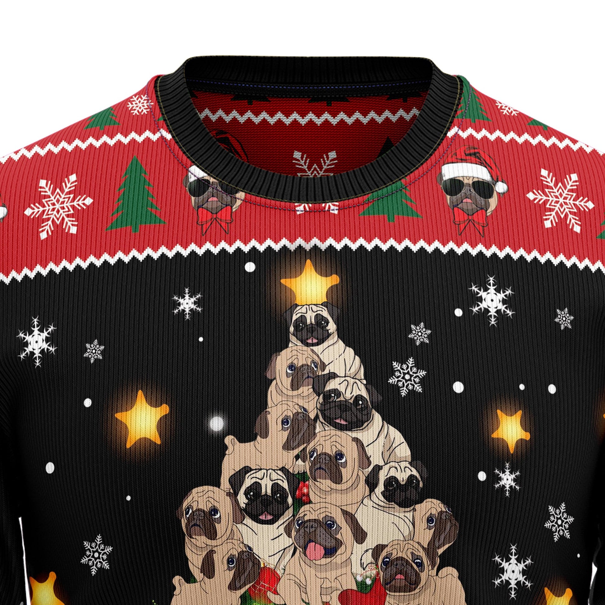 litzzy Pug Christmas Tree - Pug Lover Sweater - Pug Christmas Tree Ugly Sweater sweater   