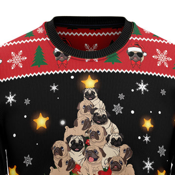 litzzy Pug Christmas Tree - Pug Lover Sweater - Pug Christmas Tree Ugly Sweater sweater   