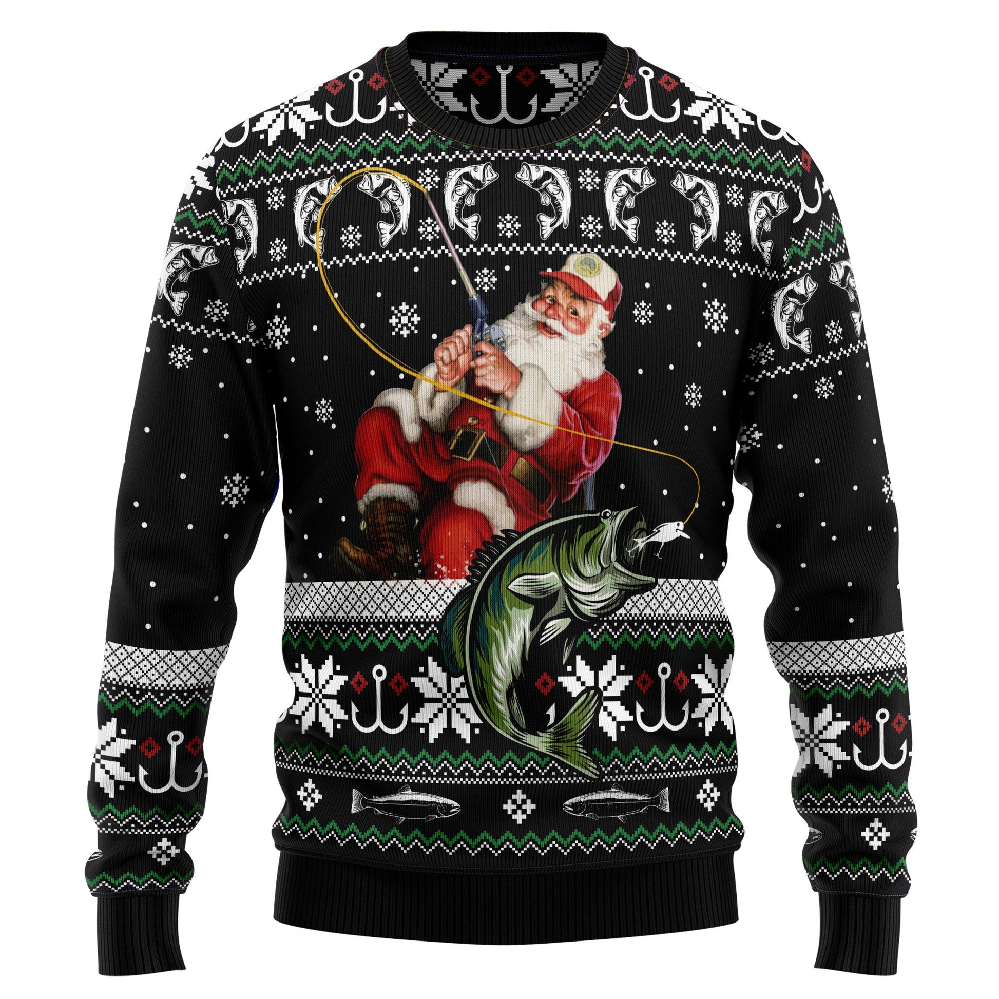 litzzy Santa Claus Fishing G51016 Ugly Christmas Sweater -  Best Gift For Christmas, Noel Malalan - Christmas Signature TN1087 sweater   