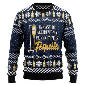 litzzy Tequila My Blood Type TY1610 Ugly Christmas Sweater -  Best Gift For Christmas, Noel Malalan - Christmas Signature sweater   