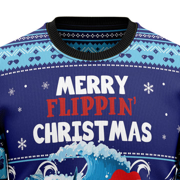 litzzy Dolphin Flippin' Christmas T0311 Ugly Christmas Sweater -  Best Gift For Christmas, Noel Malalan - Christmas Signature sweater   