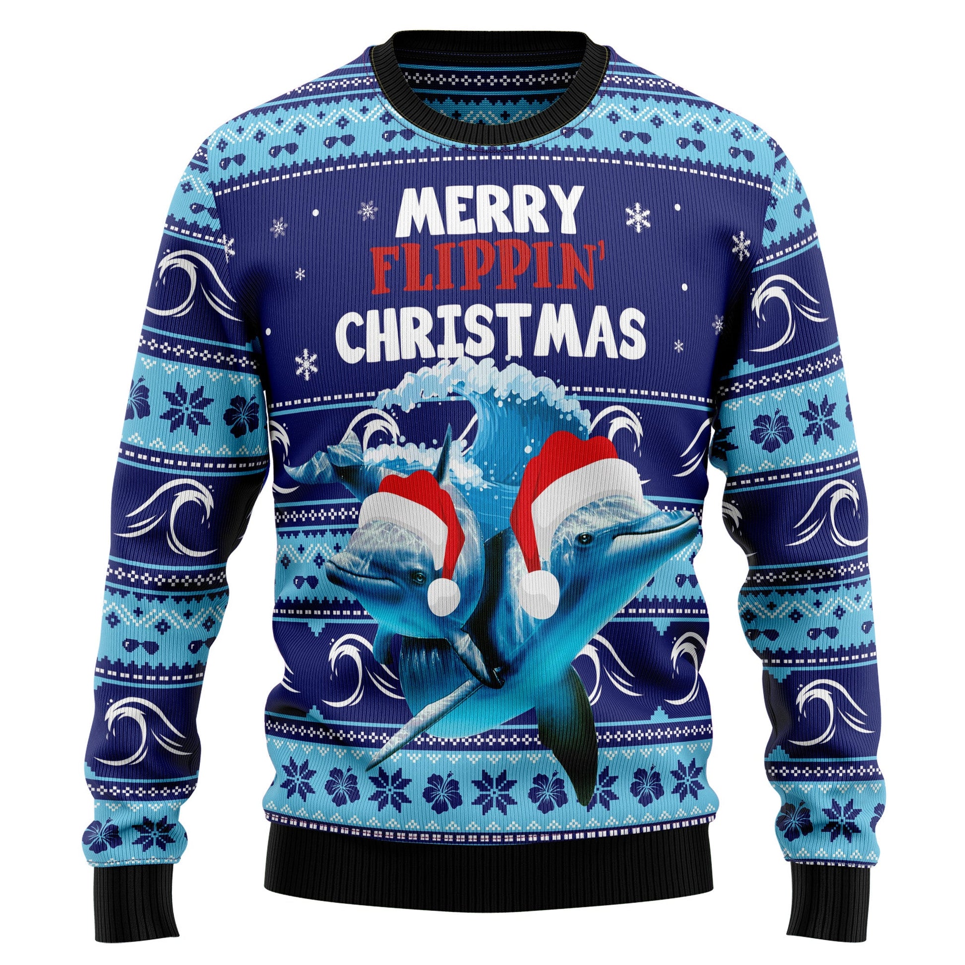 litzzy Dolphin Flippin' Christmas T0311 Ugly Christmas Sweater -  Best Gift For Christmas, Noel Malalan - Christmas Signature sweater   