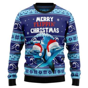 litzzy Dolphin Flippin' Christmas T0311 Ugly Christmas Sweater -  Best Gift For Christmas, Noel Malalan - Christmas Signature sweater   