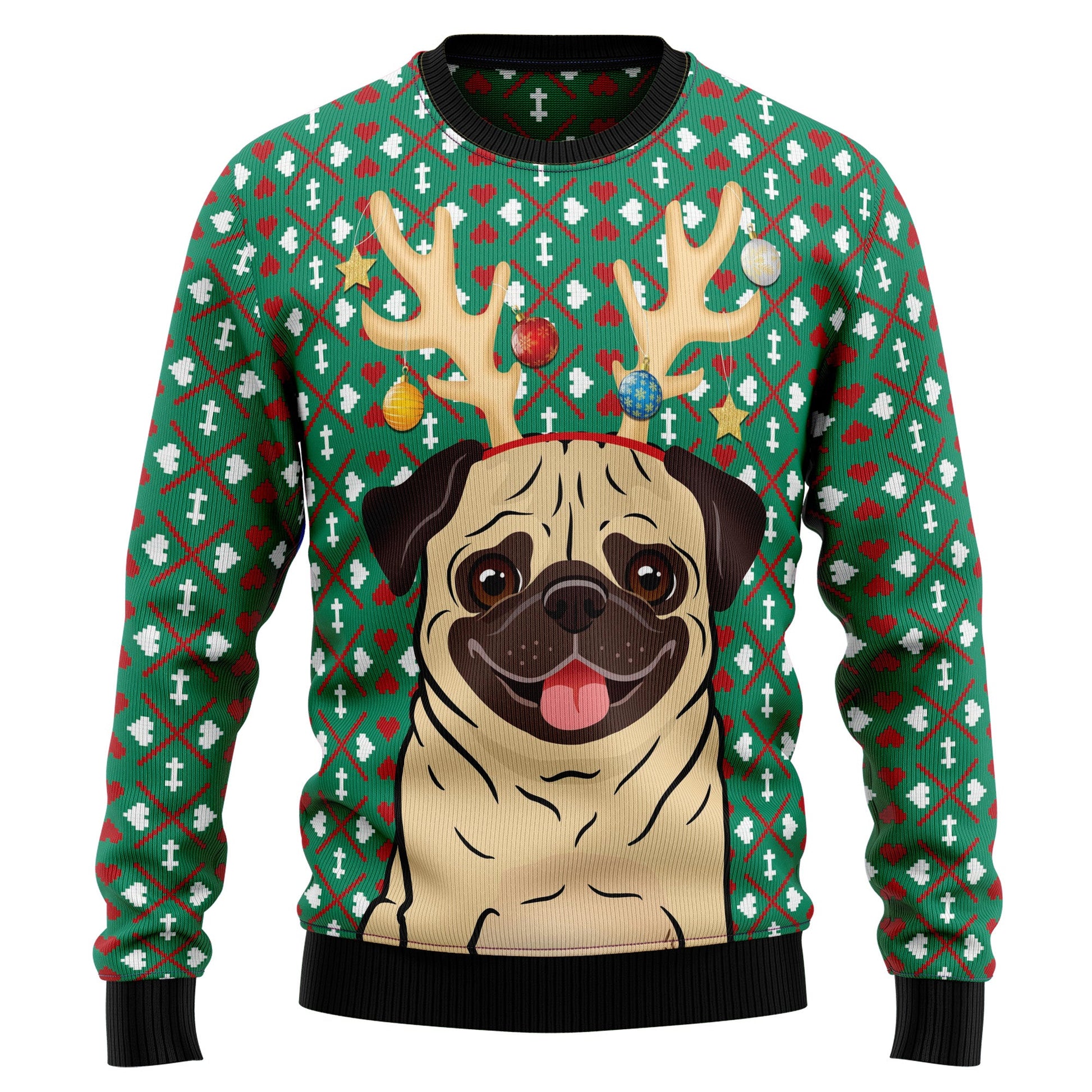 litzzy Reindeer Pug Christmas HZ92302 Ugly Christmas Sweater -  Best Gift For Christmas, Noel Malalan - Christmas Signature sweater   
