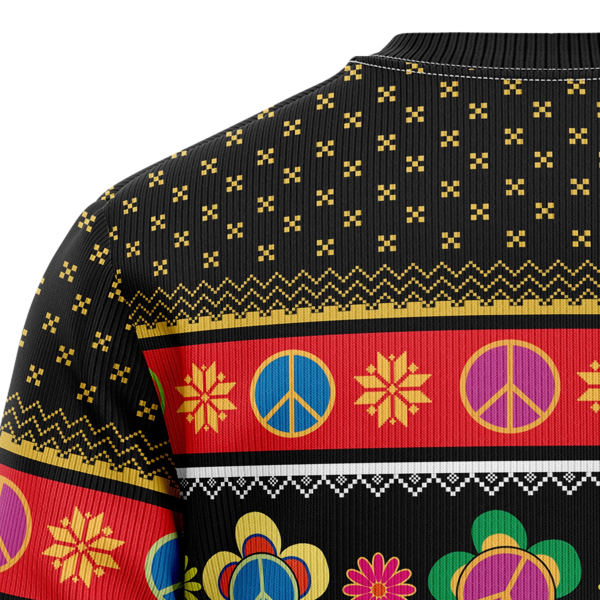 litzzy Hippie Peace Sign G51020 Ugly Christmas Sweater -  Best Gift For Christmas, Noel Malalan - Christmas Signature sweater   