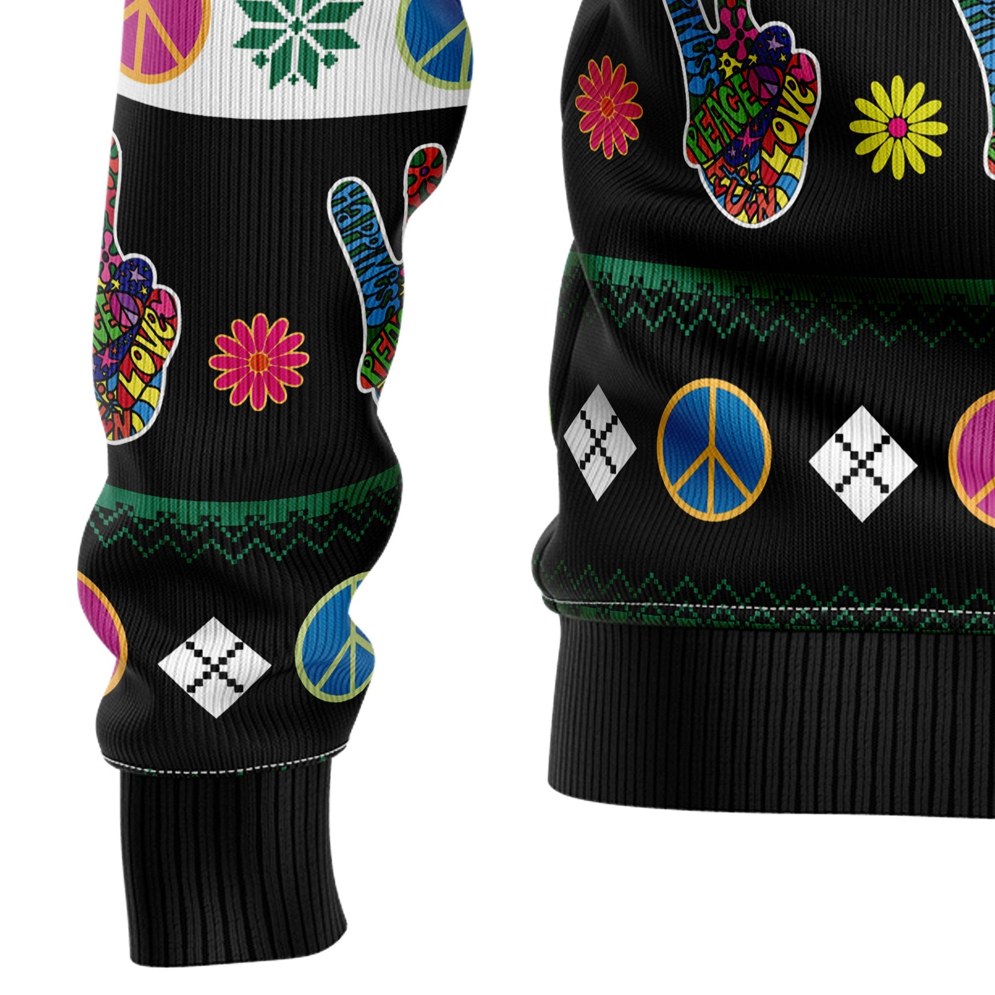 litzzy Hippie Peace Sign G51020 Ugly Christmas Sweater -  Best Gift For Christmas, Noel Malalan - Christmas Signature sweater   