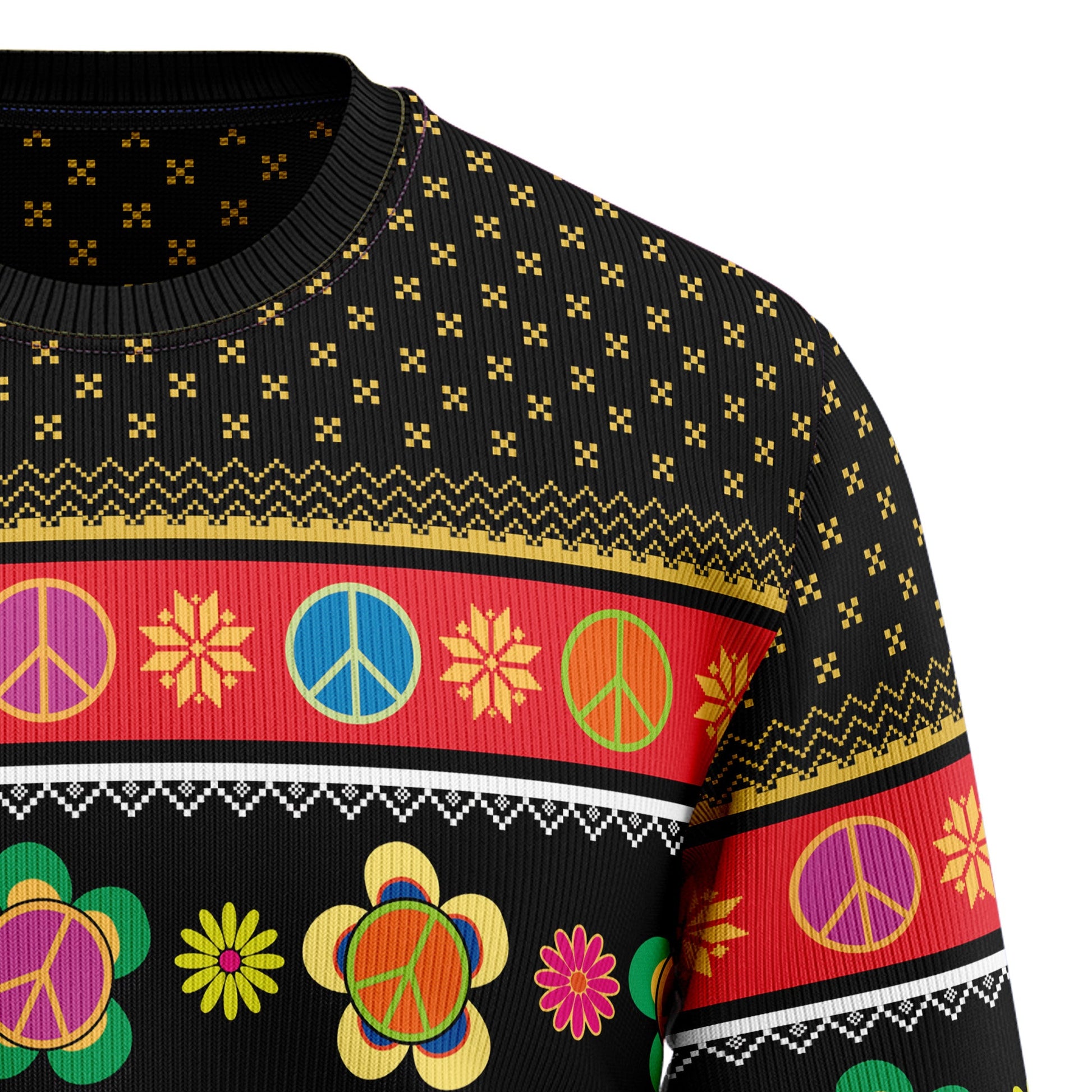 litzzy Hippie Peace Sign G51020 Ugly Christmas Sweater -  Best Gift For Christmas, Noel Malalan - Christmas Signature sweater   