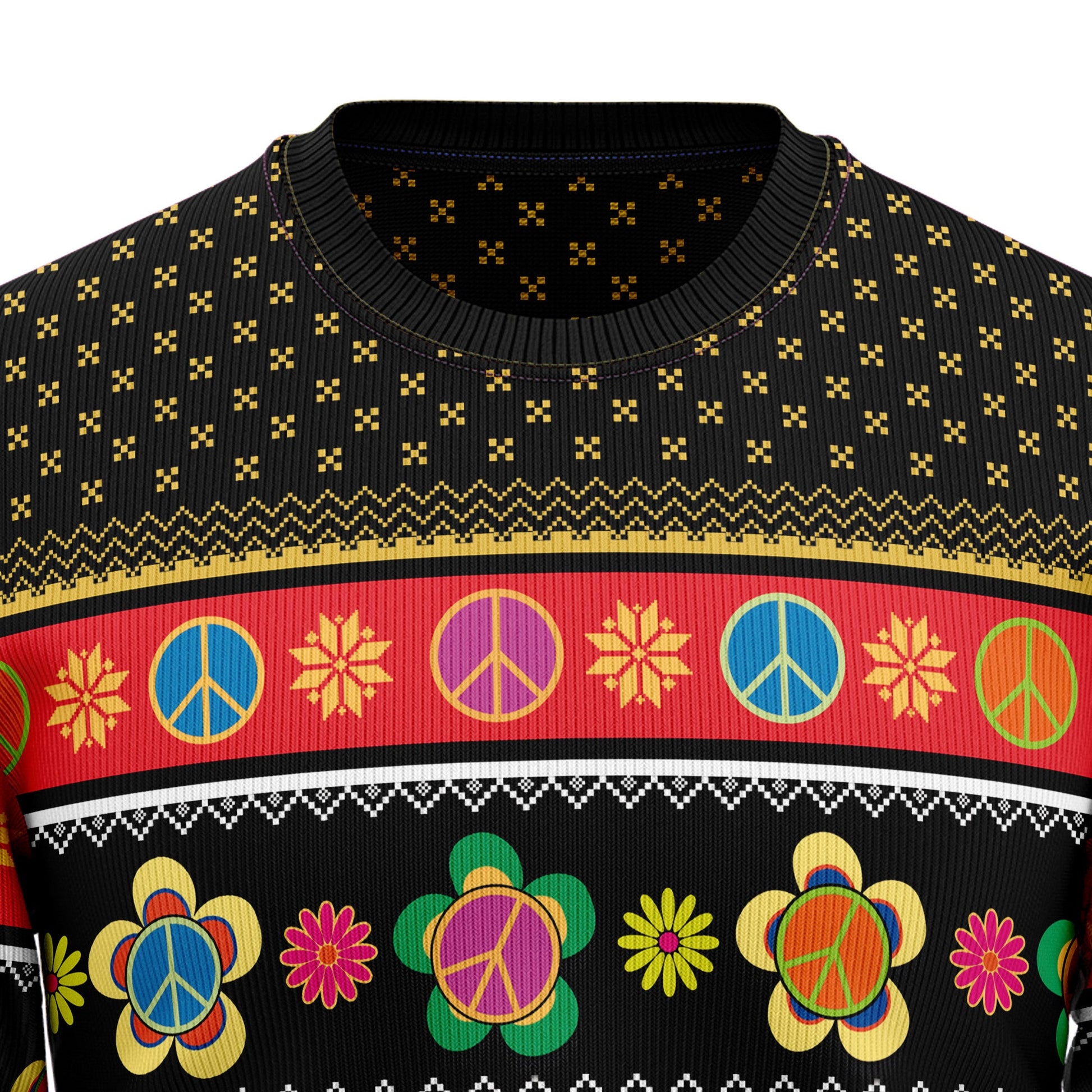 litzzy Hippie Peace Sign G51020 Ugly Christmas Sweater -  Best Gift For Christmas, Noel Malalan - Christmas Signature sweater   