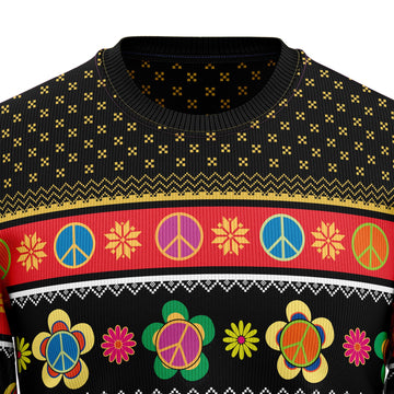 litzzy Hippie Peace Sign G51020 Ugly Christmas Sweater -  Best Gift For Christmas, Noel Malalan - Christmas Signature sweater   
