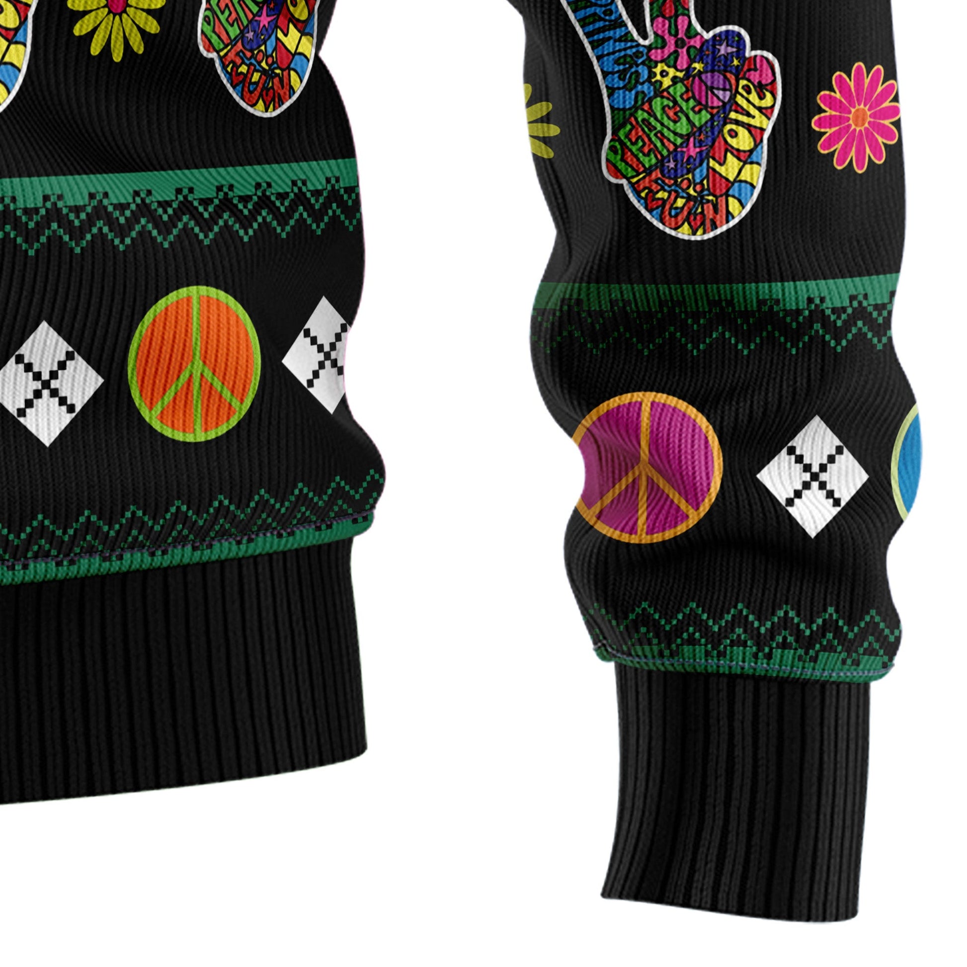 litzzy Hippie Peace Sign G51020 Ugly Christmas Sweater -  Best Gift For Christmas, Noel Malalan - Christmas Signature sweater   