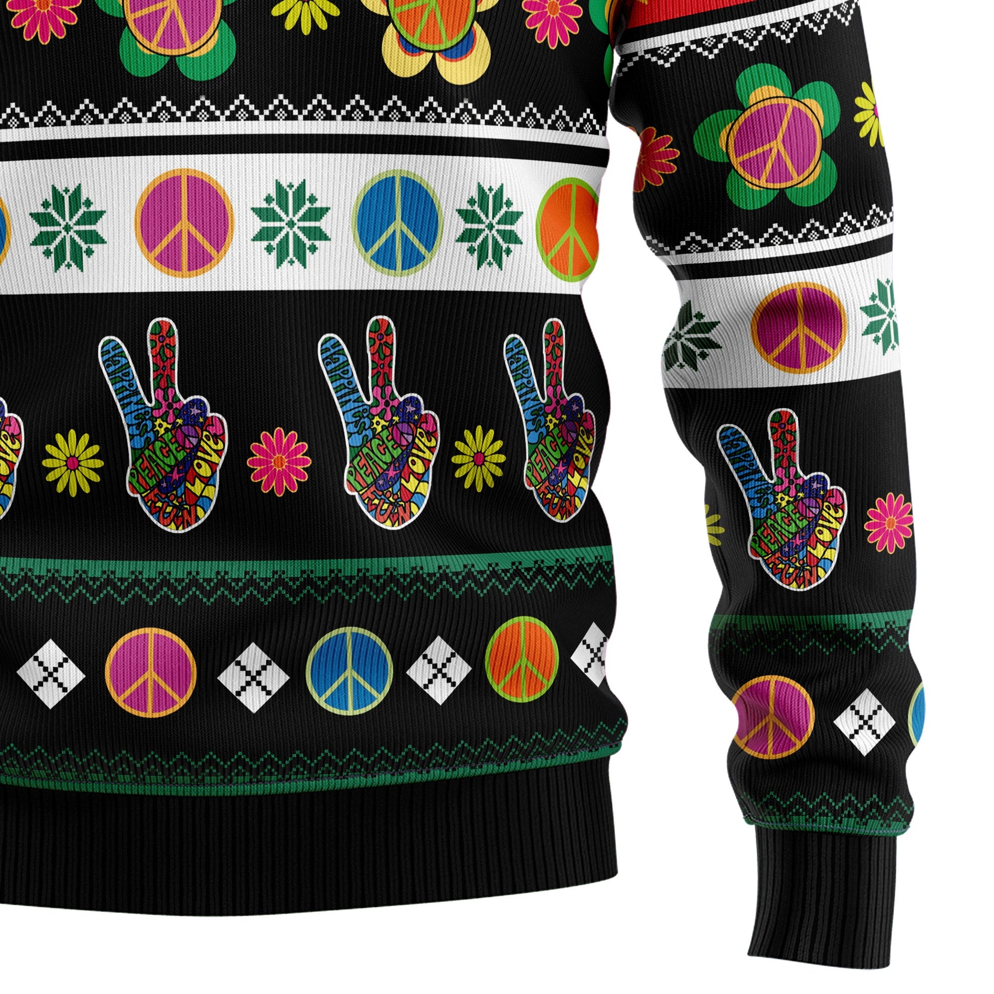 litzzy Hippie Peace Sign G51020 Ugly Christmas Sweater -  Best Gift For Christmas, Noel Malalan - Christmas Signature sweater   