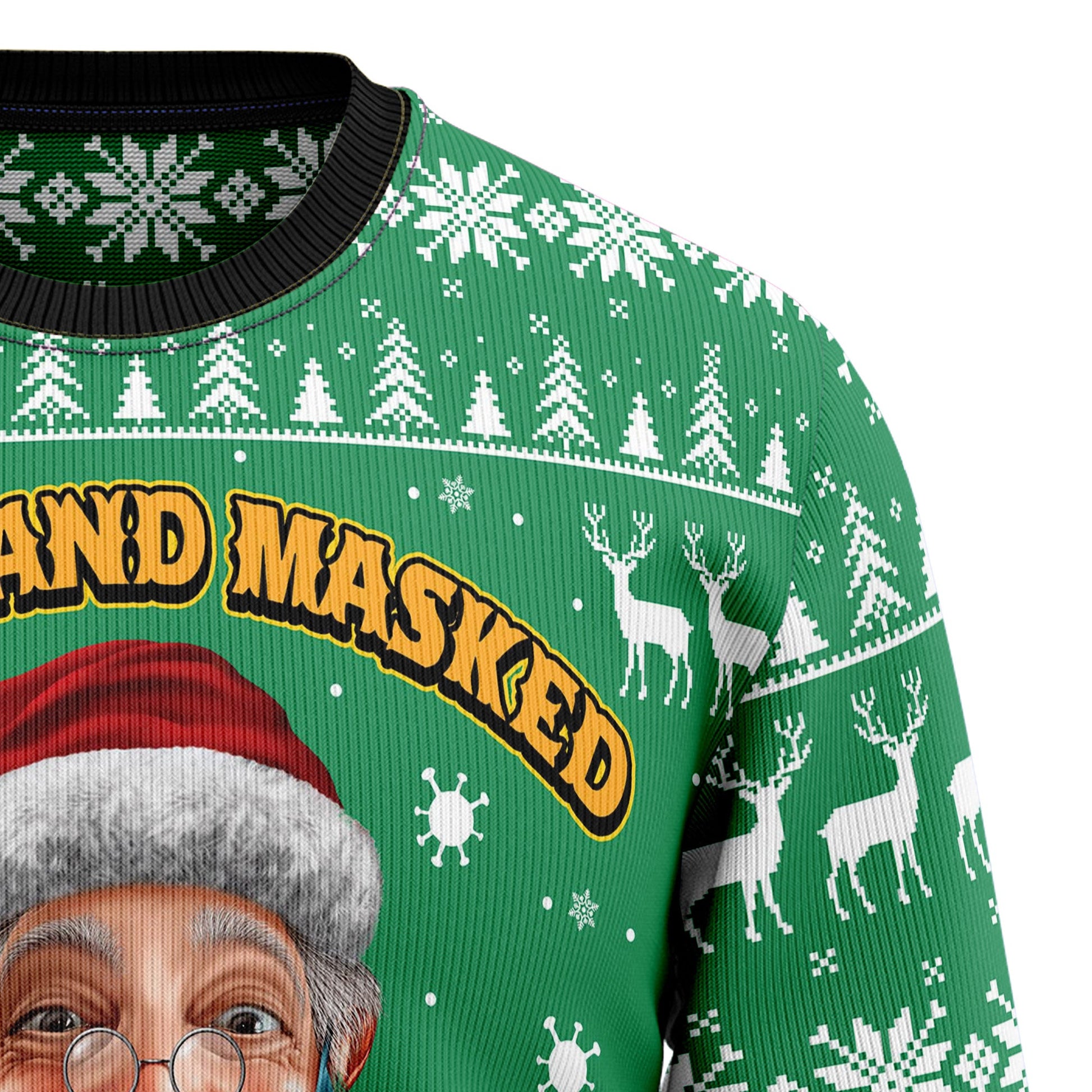 litzzy Merry And Masked Christmas 2021 Ugly Christmas Sweater -  Best Gift For Christmas, Noel Malalan - Christmas Signature sweater   